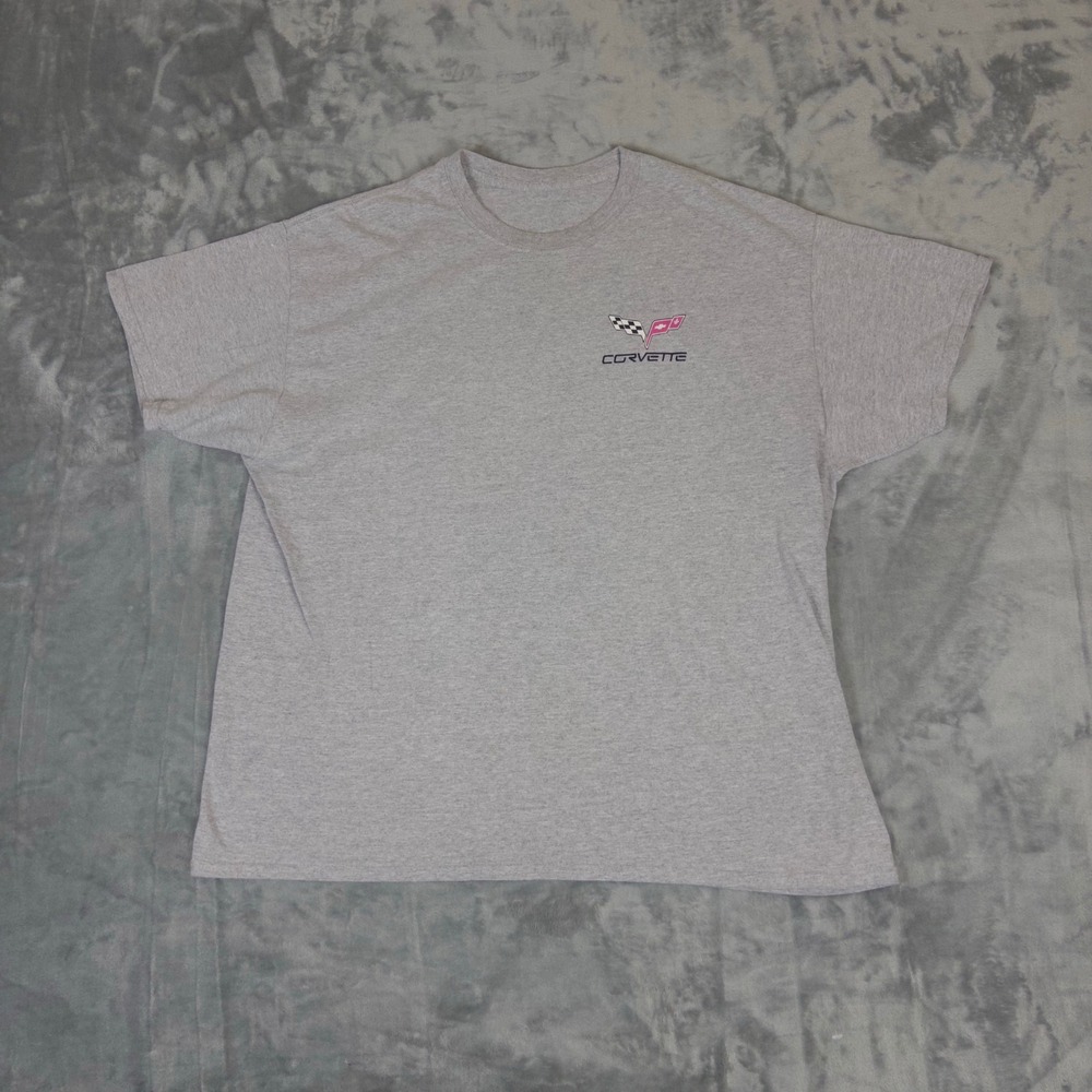 Corvette Graphic T-Shirt Mens XL Gray Short Sleeve C6 Logo Sporty Car Tee